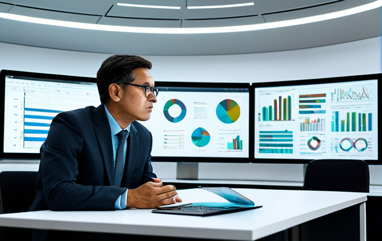 A highly intellectual policy analyst, male or female, focused and deep in thought, reviewing complex data visualizations on multiple holographic screens in a sleek, modern, professional office environment. They are dressed in a modest business suit, fully clothed, appropriate attire, professional dress. The desk is adorned with open books on various subjects like economics, sociology, and environmental science, symbolizing multidisciplinary knowledge. The atmosphere is contemplative and forward-thinking. Perfect anatomy, correct proportions, natural pose, well-formed hands, proper finger count, natural body proportions. Safe for work, appropriate content, professional, family-friendly, high quality, highly detailed.
