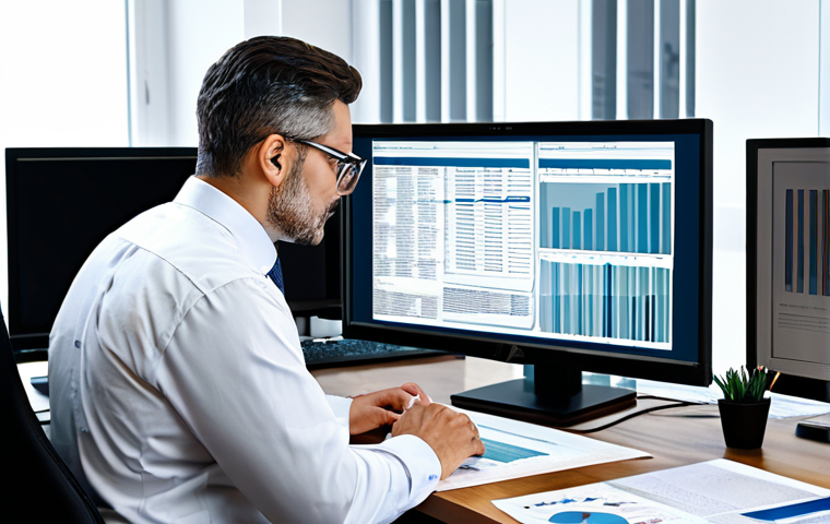 A professional policy analyst in a modern office, fully clothed in appropriate attire, reviewing data on a computer screen, surrounded by books and reports. Safe for work, perfect anatomy, natural proportions, professional environment.