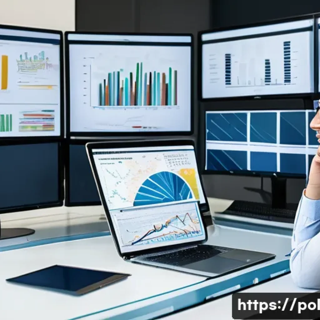 정책분석사와 정책 테스트 사례 - A professional policy analyst in a modern office setting, surrounded by multiple computer screens di...