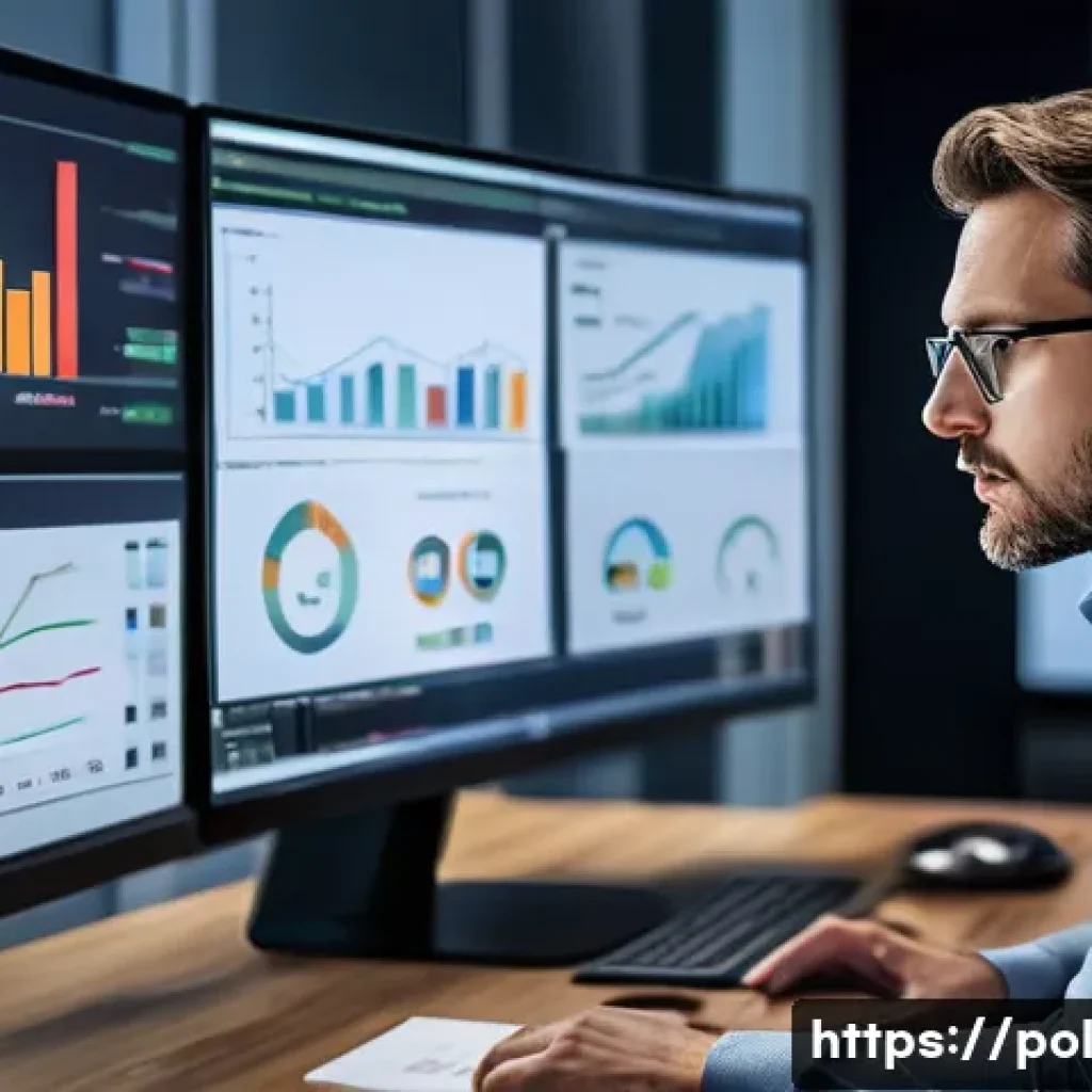 정책분석사와 직무 성과와 평가의 중요성 - A professional policy analyst in a modern office environment, deeply engaged in analyzing complex so...
