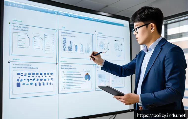 정책분석사와 정책 수립의 기본 원칙 - A professional study environment showcasing a young policy analyst preparing for a certification exa...