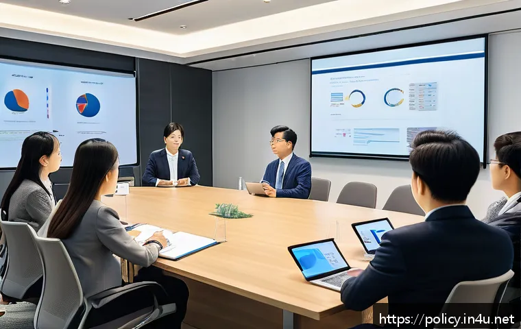 정책분석사와 효과적인 회의 운영법 - A professional policy analyst leading a strategic meeting in a modern conference room, diverse group...